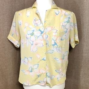 Vintage floral button up with shoulder pads